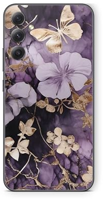 Skins4u Schutzfolie Aufkleber Skin kompatibel mit Samsung Galaxy A56 Kratzerschutz Skins Vinyl Folie Rückseite Flower and Butterfly