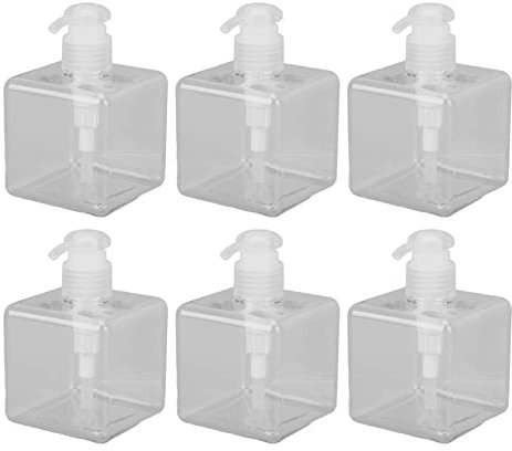 6 Pc Bottiglie di Pompa in Plastica Vuota, Bottiglia di Distributore di Lozioni Riciclabili Portatili a Quadrato a Quadrato Piatto per Distributore di Lozioni Riciclabili 250 Ml