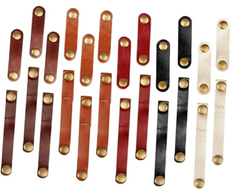 DIYEAH Fermacavi Portatili in Pelle 24 Pezzi, Avvolgicavi e Organizzatori Di Cavi Dati Clip a Bottone, Set Multicolore Per Casa, Ufficio e Scuola, Protezione Flessibile Per Fili Usb e Auricolari