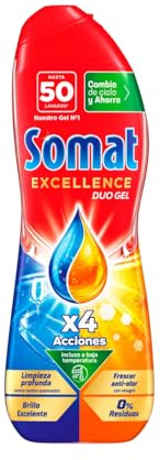 Excellence Duo Gel Geschirrspülmittel in Gel mit 4 Reinigungsaktionen 800 ml, 50 Anwendungen. 4er-Pack