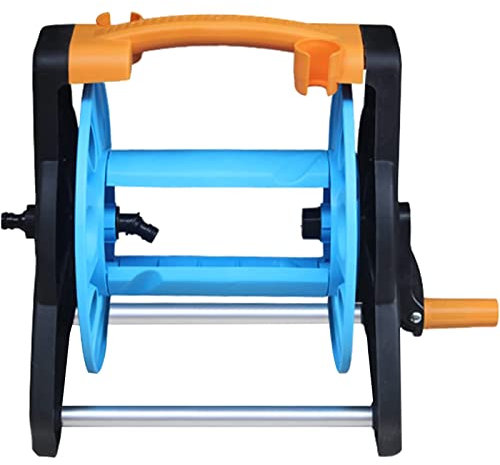 Carrello avvolgitubo da giardino, carrello avvolgitubo con due slot per pistola ad acqua e bilanciere a 360°, design triangolare stabile, risparmio di tempo e fatica, facile da arrotolare e installare