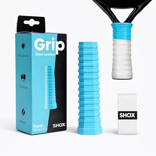 SHOXPADEL Poignée de Padel Premium avec Overgrip – Manche de Raquette de Padel + Bande Ultra Douce, Antidérapante, Résistante à la Transpiration et Amortissante pour Un Confort et Un Contrôle Maximum