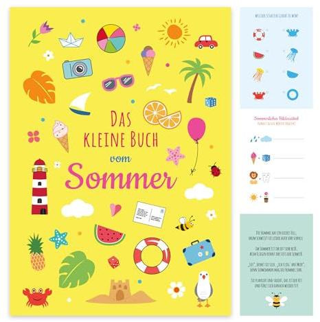 Ideenverlag HAMBURG 10x Sommer Bastelbücher für Kinder – „Das kleine Buch vom Sommer“ – Mitmachheft für Kinder ab 5 Jahren – 10er Set mit Rätseln & Ausmalbildern für Reisen, Kindergeburtstag & Ferien