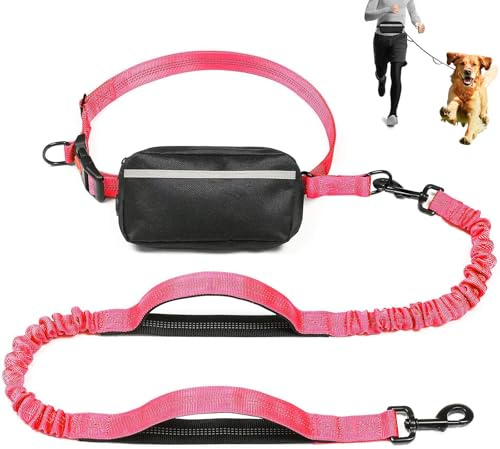 Miawtro Laisse de jogging pour chien - 130 à 173 cm - Sangle ventrale réglable - Laisse de jogging pour chien avec sangle ventrale amovible - Laisse de course pour chien de taille moyenne et grande