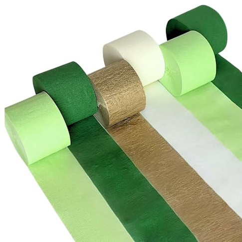 BDHYYM 6 Rollen Krepppapier Grün,4.5cm X 25m Krepppapier Floristenkrepp Kreppbänder für Hochzeit Geburtstags Party Feier Dekoration