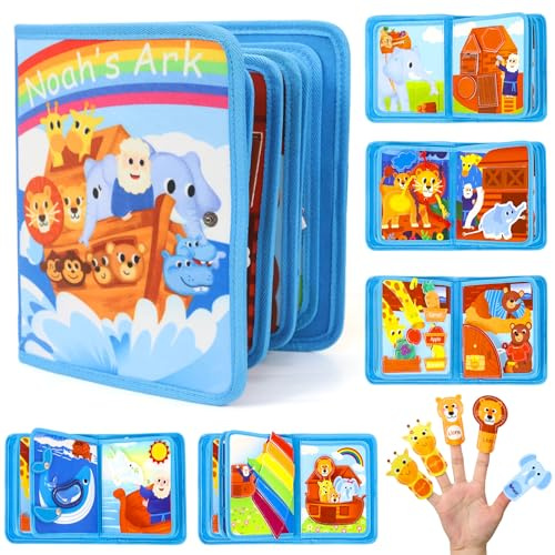 Wdmiya Montessori Busy Board ab 1 2 3 Jahr, Arche Noah Bibelgeschichte | Baby Spielzeug Activity Busy Book für Autofahrten, Geburtstag Weihnachten Neujahre Taufe Geschenk Jungen Mädchen