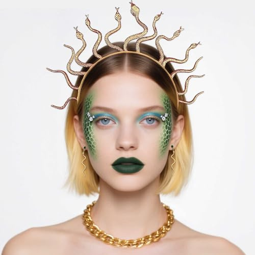 BACH AND BOOZY Medusa Kopfbedeckung Medusa Krone Schlange Stirnband Medusa Kostüm Zubehör Halloween Weihnachten Party Kostüm Zubehör