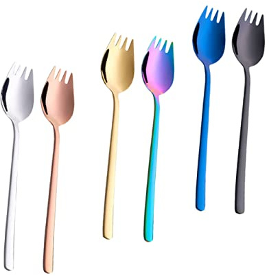 TOYANDONA 6piezas Cucharas Tenedor De Acero Inoxidable Para Frutas Postres Pasteles Usos