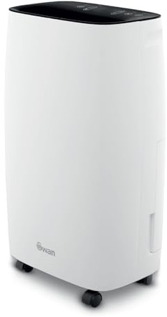Swan 10L Dehumidifier with Humidity Sensor, 2 Speed Settings, Carbon Filter for Removing Odours, 24-Hour Timer, 1.5m Power Cable, 2.5L Water Tank, White, SH16505