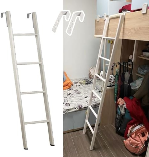 Échelle de lit superposé réglable avec crochets – Accessoire de lit simple 127 cm – Design court sur pied pour grimper facilement aux lits superposés – Idéal pour les enfants et les adultes