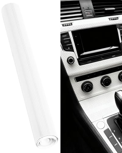 TPZORJX 1 rotolo di pellicola di carbonio 7D,pellicola per autoveicoli 150x30cm,pellicola autoadesiva in vinile per autoveicoli,pellicola in fibra protettiva in carbonio per autoveicoli,Bianco