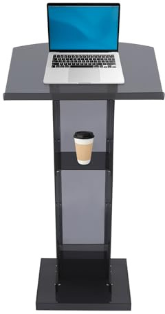 ROMYIX Podium en acrylique - 110 cm - Pupitre avec étagère et large surface de lecture 60 x 45 cm - Capacité de charge 30 kg - Surface inclinée - Support pour église, conférence, salle de classe