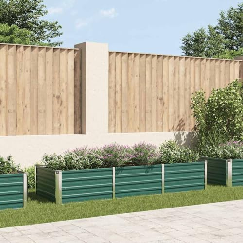 HaoChrymec Mesa de Cultivo Elevada, Bancal de Jardín de Acero Galvanizado Verde, Jardineras de Exterior para Balcón, Terraza o Patio, Huerto Urbano, Maceteros y Floreiras, 240 x 80 x 45 cm