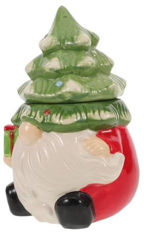 MUELODSIC Biscottiera Natalizia in Ceramica con Coperchio Ermetico Contenitore Decorativo per Dolcetti e Caramelle Design Albero di Natale per Casa