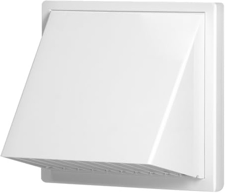 MIRATIC Yttre Väggventilationsgaller med Backventil – Utloppsgaller för Mekanisk Ventilation med Regnskydd Material ABS (vit - Ø125 mm)