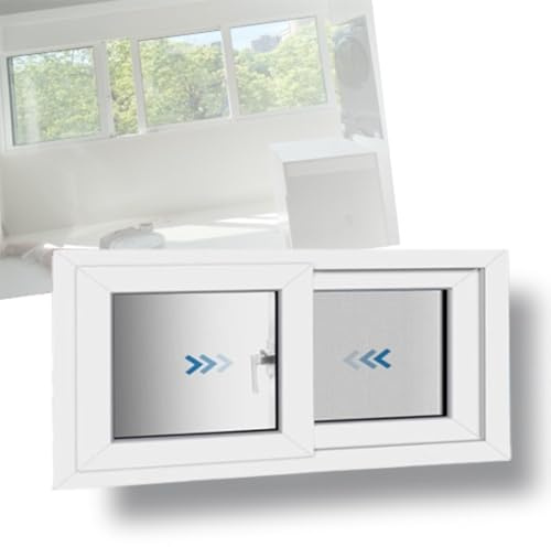 ZIUSFAC Finestra Seminterrato Finestra Scorrevole in Alluminio 40 50 60 70 80 90 100cm Finestre Scorrevoli per Casetta da Giardino, con Vetro Temperato/Zanzariere(White,(WxH) 80x35cm/32x14)