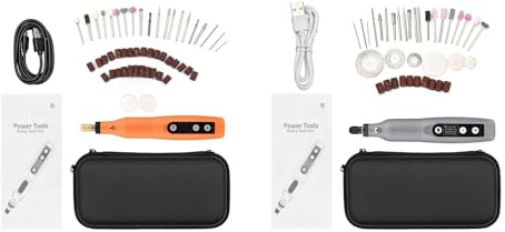 ERYUE Mini Amoladora Inalámbrica Juego de Herramientas Rotativas Portátiles Taladro Eléctrico Recargable Carga USB 5 Velocidades para Cortar Lijado Grabado Pulido, con Múltiples Accesorios Luz LED