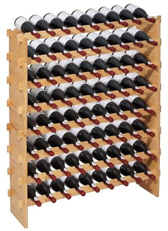VEVOR Casier à Vin Modulaire Capacité 72 Bouteilles, Range Bouteilles à 8 Niveaux, Étagère à Vin Autoportant et Stable, Rangement Présentation pour Cuisine Garde-Manger Cave Bar, Couleur Naturelle
