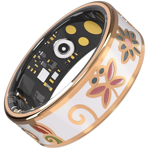 lumthou Enamel Craft Smart Ring for Women & Men - No Subscription Fee Fitness Tracker with Sleep Tracking, Heart Rate, SpO2 - IP68 Waterproof for iPhone Android - Activity Tracker, Remote Camera (10)
