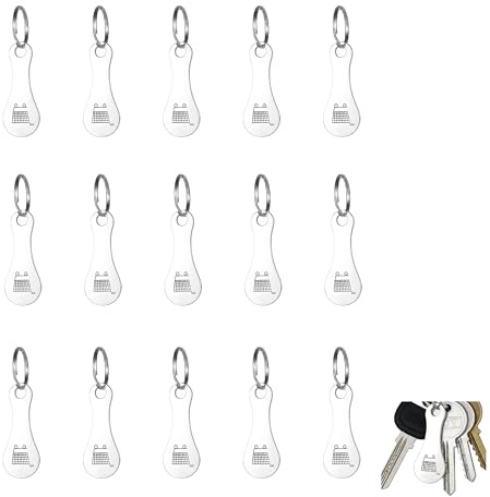 15 Jetons Caddie Courses Acier Inoxydable Universel Amovible Metal | Clés caddies, alloy shopping trolley, chariot, accessoire, pratique robuste, attachable, métal, solide, rond lisse
