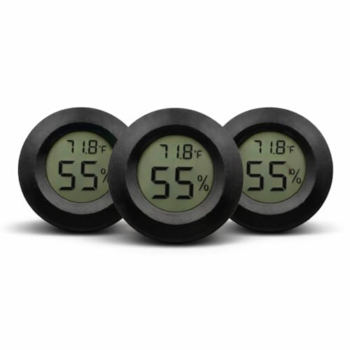 3-Pack Mini Hygrometer Thermometer for 3D Printer Filament Storage – Digital Humidity & Temperature Meter – Compatible with Bambu AMS – Small Sensor Gauge for Dry Box & Filament Containers