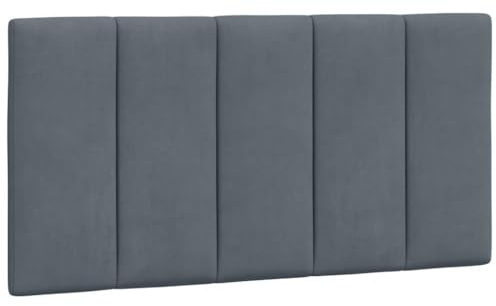 mtlskopl Hanko Kopfteil-Kissen Dunkelgrau 100 cm Samt, wandmontiert, LED-Klett, ergonomisch, Modernes Design