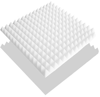 1x Pyramiden-Schaumstoff, Platte ca. 50x50x5cm, Weiss, B1 (Brandschutzklasse) Schaumstoff Noppenschaum