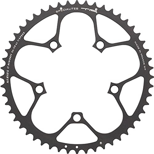 Spécialités TA Unisex's Nerius Kettenblatt, 11 Gänge, Campagnolo, kompakt, 110 Stück, versetzt, schwarz, außen 50 Zähne
