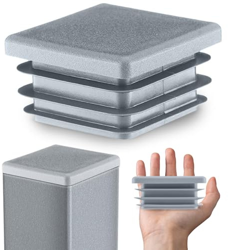 EMFA Lamellenstopfen 140x140 mm Grau für Vierkantrohre, 1 Stück | Rohrstopfen, Vierkantstopfen, Rohrabdeckung, PE-Kunststoff