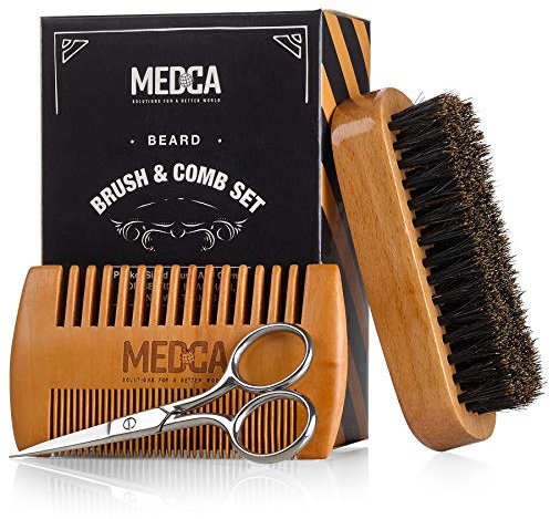 Set di barba e pettine di legno per uomini - Perfetto per i capelli Beards Head Hair and Mustaches Men's Grooming Kit per lo styling