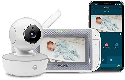 Motorola MBP846CONNECT - Monitor video per bambini, con unità genitore portatile da 4,3 cm e app Wi-Fi per smartphone e tablet