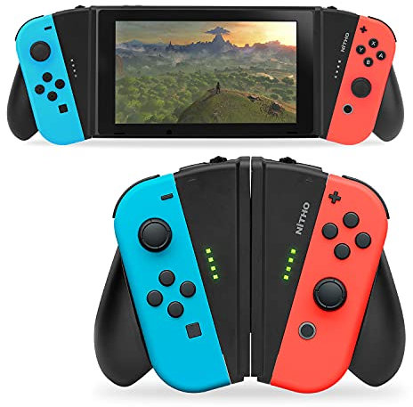 NiTHO V-Grip Griff für Switch Joy-Con, Komfortables V-förmiges Design mit 30-Grad-Neigung und LED-Anzeigen, 2 Halte-Modi (Controller/Konsolengriff), Joy-Con-Anbringung
