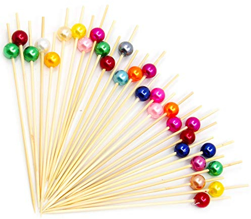 200 Cocktailspieße Cocktail Stick Spieße Holz Perlen Zahnstocher Einweg Zahnstocher Fruchtstangen Bambus Picks Food Sticks 12cm Party Club Naturholzspieße
