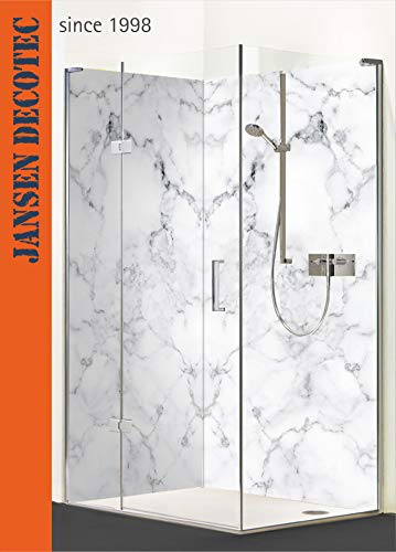 Jansen Decotec Duschabtrennung, 2-teilig, 2 Segmente je 90x200cm, MarmorOptik, Aluminium, Silber