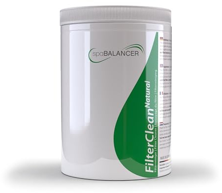 SpaBalancer FilterClean Natural 950 g, umweltfreundlicher Filterreiniger für Whirlpool, Spa und Pool, entfernt Kalk, Fett und Ablagerungen aus den Filterlamellen, bis zu 19 Anwendungen