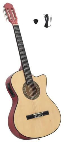 vidaXL Western Classical Cutaway Guitar - Solid Basswood Body, 6 Strings and 4-Band EQ, With Accessory Cable