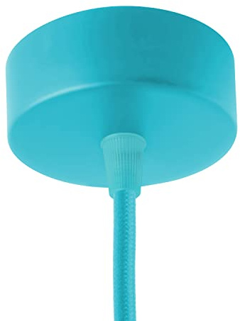 AMARCORDS - Rosone Lampadario in metallo, coprifili per lampada completo di accessori fermacavo viti e staffa da soffitto. Diametro 77mm altezza 26mm colore ACQUA