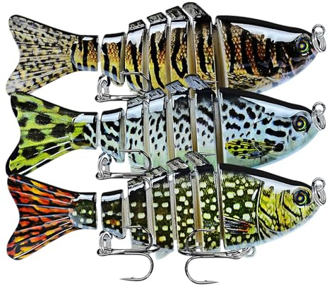 Fishing Lures Multi Jointed Fish Fishing Kits, Slow Sinking Lifelike Swimbaits Crankbaits Hard Baits Lure Set, Fishing Gear for Bass Trout Pike Walleye, Freshwater Saltwater Predator Bait