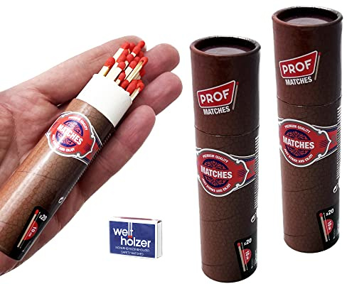 jameitop® 2 Rollen XL Streichhölzer im Zigarren Look 10 cm Zündhölzer + 1 Pack Welthölzer