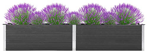 XIAOGUANG Garten-Hochbeet, Palettenrahmen, Hochteich, Gemüsebeet, Kräuterregal Balkon, Blumenbeet, Kräuterspirale, Tomatenbeet, Pflanzhochbeet, 200x50x54 cm WPC Grau