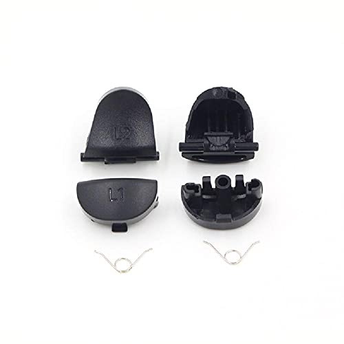 DAGIJIRD Schwarz, 4 Stück L1 R1 L2 R2 Trigger-Taste und 2 Stück Feder-Ersatz-Reparatur-Sets für PS4