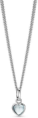 OROVI Schmuck Damen Topas Herz–Kette mit Herzanhänger Geburtsstein/Edelstein natürlicher himmelblauer Topas Zeitlose klassische Halskette aus 925 Sterling Silber, 46 cm lang
