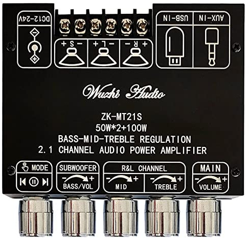 Koanhinn -MT21S 2X50W + 100W 2.1 Canali Subwoofer Digital Power Amplificatore Board AUX 12V 24V Audio Stereo Bluetooth 5.1