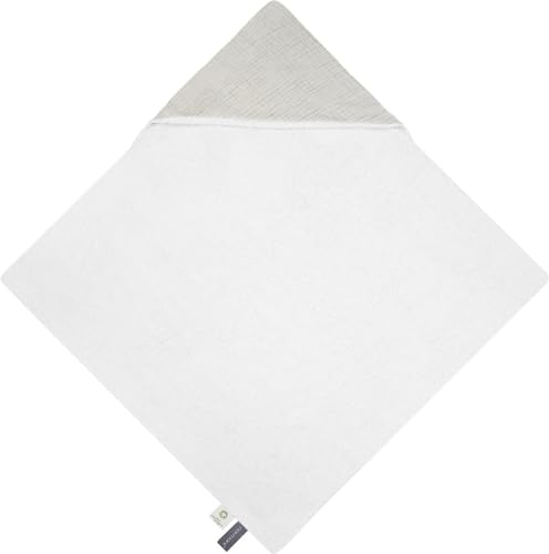 normani Baby Kapuzentuch aus Musselin Frottee Wickeltuch Kapuzenhandtuch aus 100% Bio-Baumwolle in 75x75cm - Badetuch für kleine Kinder Farbe 1x Hellgrau