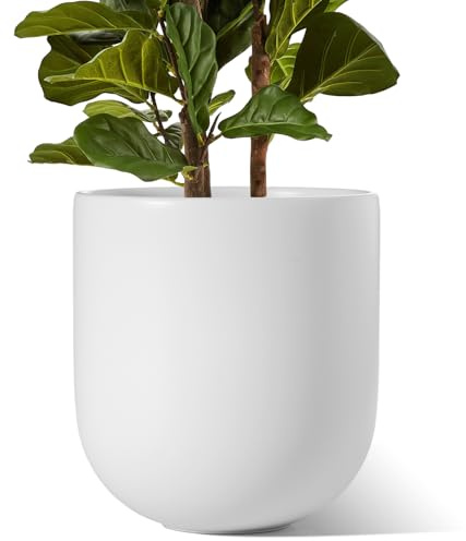 LE TAUCI Übertöpfe Keramik Gross, 30 cm Durchmesser groß Töpfe, Blumentopf für Zimmerpflanzen mit Abflussloch, Flower Planter Pots with Drainage Hole and Plug, Weiß