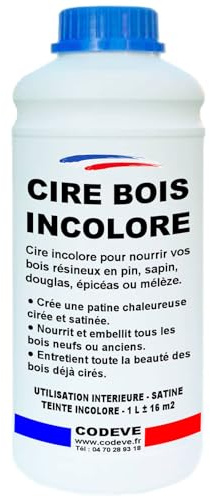 Cire Bois Incolore - Codeve Bois - 1L - Intérieur - Pour L'entretien De Votre Bois Résineux En Pin, Sapin, épicéas Ou Mélèze.