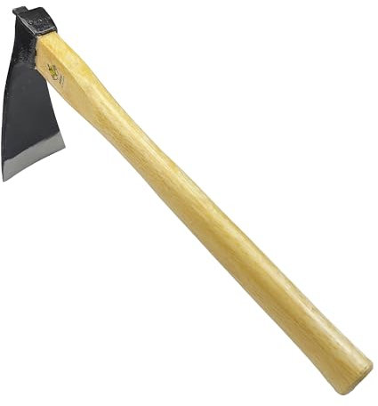 Binette large et robuste de 35,6 cm en acier au carbone japonais avec manche en bois de chêne, sans soudure, outil de jardin pour creuser, désherber et planter