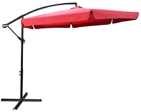 BDW - CYNIA Sonnenschirm 300 x 300 cm - für Garten, Balkon, Terrasse - Sonnenschirm mit Volant - Winkelverstellbar - Sonnenschutz, Outdoor Sonnenschirm Groß - Rot