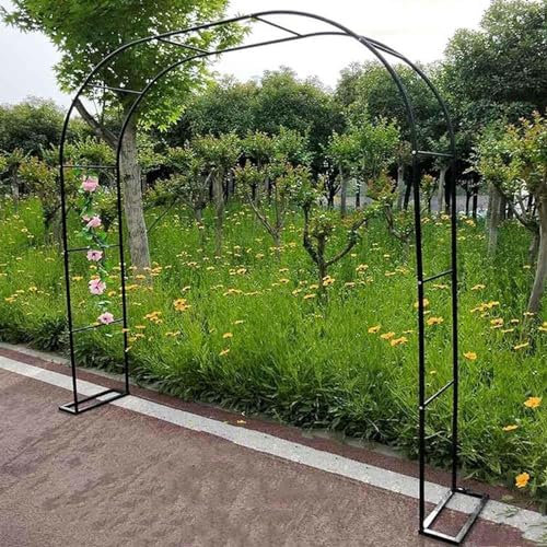 QPZMALSKY Arc en Métal Extérieur - Arches De Jardin avec Base, Arc Noir, Arc Rose, Cadre De Soutien, Arc De Mariage pour l'herbe De Jardin, Blanc, Noir, W1,2 M * H2.2m