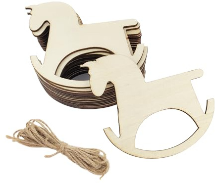 Schaukelpferd aus Holz, 10,2 cm, unlackiertes Schaukelpferd, Ausschnitte, Holzschaukelpferd, hängende Ornamente, DIY, Schaukelpferd, Geschenkanhänger für Zuhause, Party, Dekoration, Bastelprojekt, 30